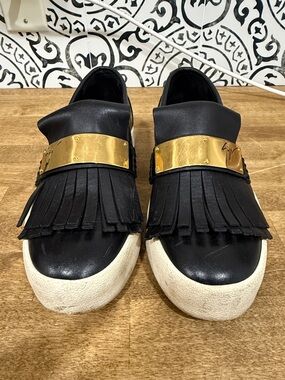 Giuseppe Zanotti “Naomi” Fringe Leather Slip On Sneakers